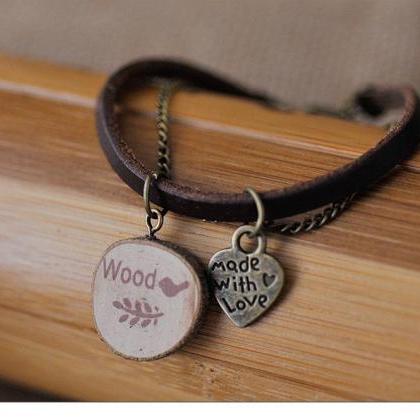 Personalized Leather Bracelet Wooden..