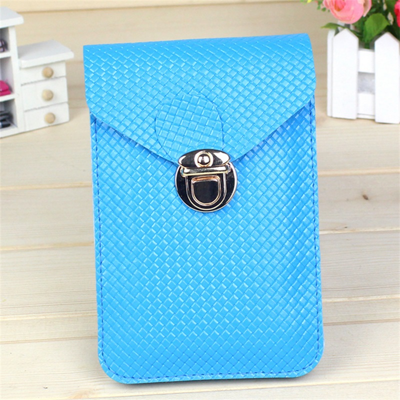 The Ms. Fashion Diagonal Packet Mini Shoulder Bag Phone Package Packet Purs（colour: Light Blue）